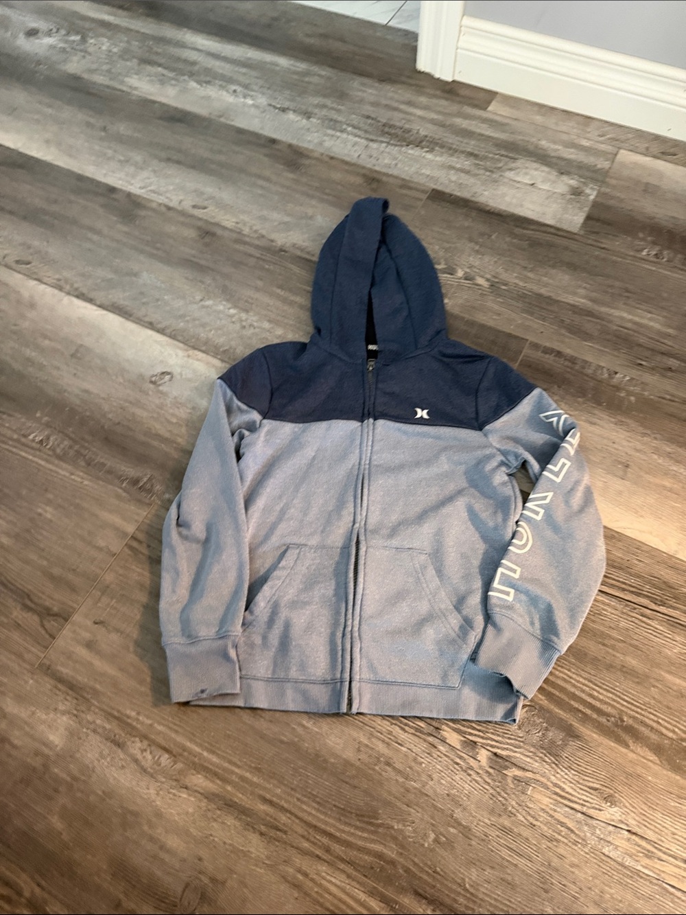 Hurley Navy and Light Blue Colorblock Zip Hoodie